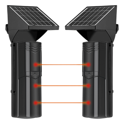 Detector Fotoeléctrico Solar de 3 Rayos / 100 m Exterior / 4 Frecuencias / Batería de Litio 4,000 mAh / Sincronización Digital