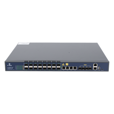 OLT de 16 puertos GPON con 8 puertos Uplink (4 puertos Gigabit Ethernet + 4 puertos SFP / puertos SFP+) hasta 2,048 ONUs