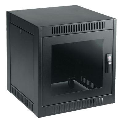 Gabinete SOHO para Oficinas Pequeñas y Home Office, 700 x 600 x 900 mm, Acero Negro, 11U, Ruedas, Sistema de Enfriamiento Pasivo, Puertas con Cerradura, Paneles Laterales Extraíbles