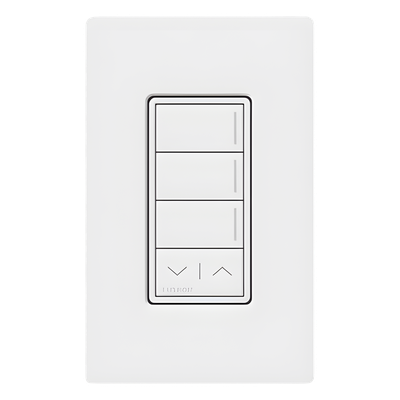Botonera de pared Sunnata con 3 botones de escena y barra subir/bajar, retroiluminada, blanco, para RadioRA 3