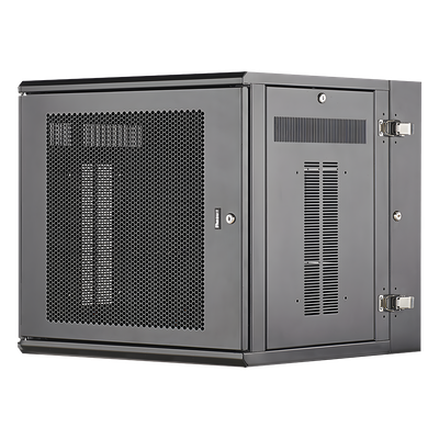 Gabinete PanZone de Montaje en Pared, de 19in, Puerta Ventilada, 12 UR, 635mm de Profundidad, Color Negro