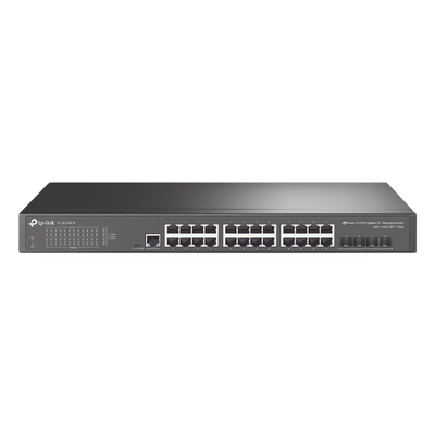 Switch Omada SDN Administrable / 24 puertos Gigabit y 4 puertos SFP+ / Funciones sFlow, QinQ y QoS / Administración centralizada OMADA