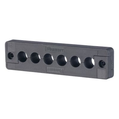 Pasacables de 6 Orificios en Línea 4.41\" X 0.67\" IP65, para Cables Terminados, Color Negro