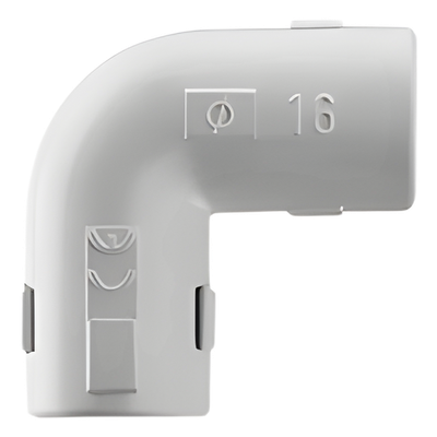 Unión en \"L\" (Codo) para tubería rígida, recomendado para cable eléctrico, PVC Auto-extinguible, de 20 mm