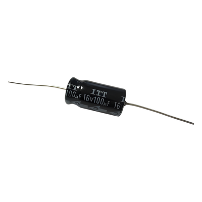 Capacitor Electrolitico de 100 mF a 16 Vcc.