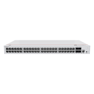 Switch de Distribución/Core Gigabit Administrable PoE Capa 3 / 48 puertos 10/100/1000 Mbps (PoE) / 4 Puertos 1GE SFP Uplink / ERPS / Rutas Estáticas / iStack / PoE Perpetuo / 380W / Administración