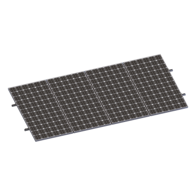 Kit de Minirieles para Panel Solar / Arreglo 1×4 / Aluminio Anodizado / Módulos 35 mm / Instalación en Lámina