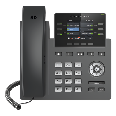 Teléfono IP / 3 Líneas SIP / 6 Cuentas / Pantalla 2.4\" / PoE / Gigabit / Audio HD Opus