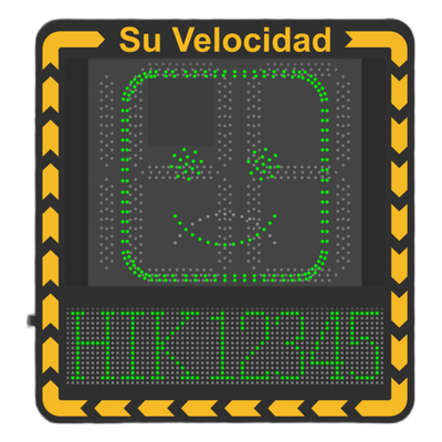 Display LED para Control de Velocidad Exterior / Distancia Visible de 100 m / LED de Alta Luminosidad y Bajo Consumo / Visualización de Velocidad con Código de Colores / IP66 / Conectividad Wi-Fi y