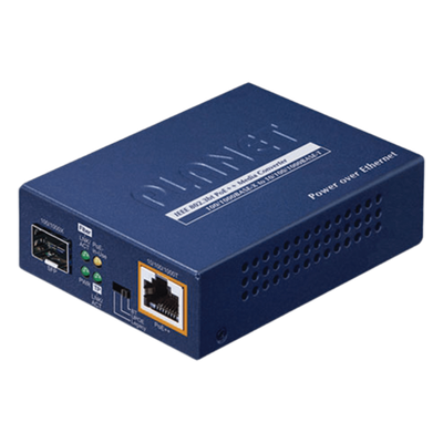 Convertidor de Medios PoE, 1 Puerto RJ45 Gigabit con Salida PoE 802.3af/at/bt (Hasta 60 W)/ 1 Puerto SFP 100/1000BASE-X