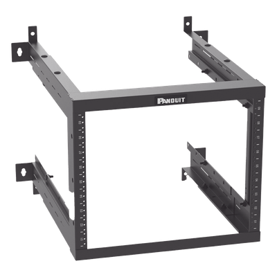 Rack PanZone® de Montaje en Pared, de 19in, Profundidad Ajustable, Rieles Numerados y Roscados #12-24, 9 UR, Color Negro