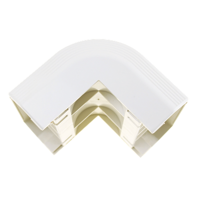 Esquinero exterior, para uso con canaleta T70, Material PVC Rígido, Color Blanco Mate