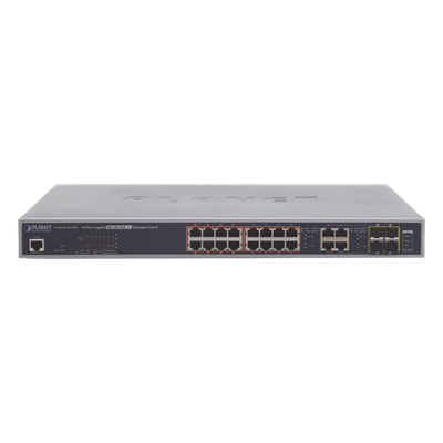 Switch administrable L2, 16 puertos 10/100/1000T Ultra PoE + 4 puertos Gigabit Combo TP/SFP
