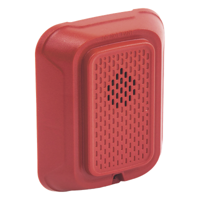 Sirena (bocina) para pared sin lámpara estroboscópica, color rojo, tono y volumen seleccionables, 12 o 24 Vcd