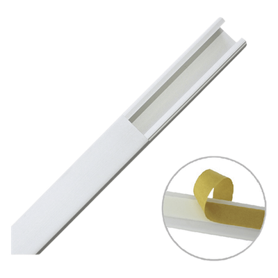 Canaleta color blanco de PVC auto extinguible de una vía, 20 x 17 mm tramo 6 pies, con cinta adhesiva (5201-21252)