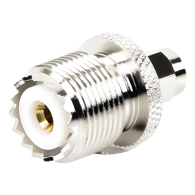Adaptador en Línea, de Conector SMA Macho a UHF Hembra (SO-239), Níquel/ Oro/ Teflón.