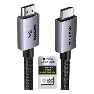 Cable HDMI 2.1 de 8K@60Hz | 2 Metros (6.56 Pies) | 48Gbps | HDR10+ | 3D Inversivo | eARC | Dolby ATMOS | VVR | QMS | QFT | ALLM | 3 Modos de Visualización | Certificado HDMI 8K | Niquelado | Nylon