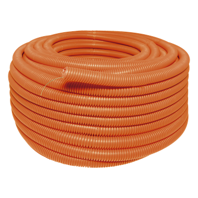 Manguera Poliducto Corrugado Flexible Naranja Reforzado de 1/2\" x 100 m Para Instalaciones Eléctricas /Polietileno Alta Densidad HDPE/ Sin guía /Resistente a Intemperie.