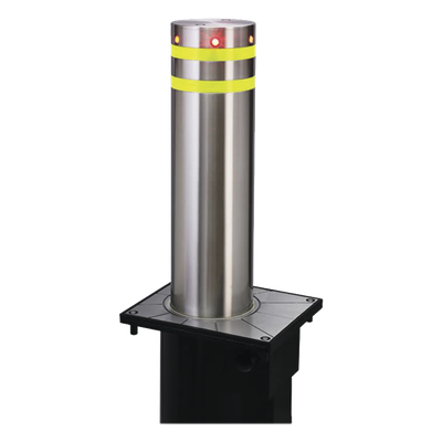 Bolardo neumático de acero inoxidable / 220 mm de diámetro / 750 mm de altura / acabado elegante con iluminacion led color rojo