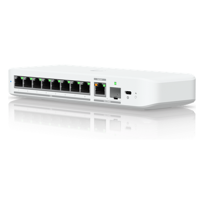 USW Flex 2.5G Switch de 8 Puertos 2.5GbE, con un Puerto de Enlace Ascendente Combinado RJ45/SFP+ de 10 GbE, Incluye Adaptador ca/cc