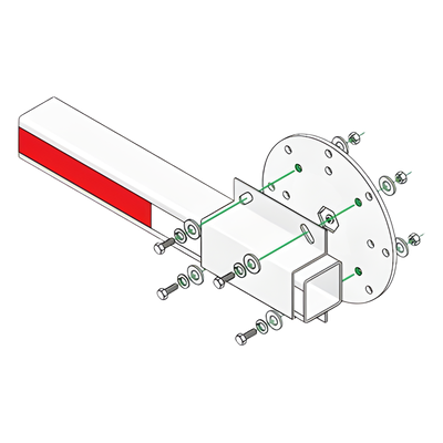 Kit de Instalación Para Brazos de Plástico Doorking / Incluye Disco y Enganche de Fijación