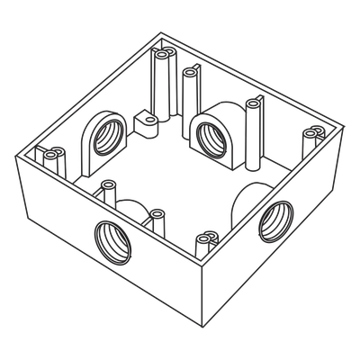 Caja Cuadrada de 3/4\" (19.05 mm) a Prueba de Intemperie/ Cuenta con 4 bocas.