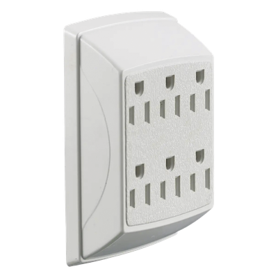 Multicontacto Dúplex con 6 Salidas/ 15 A 125 V CA/ 2 Polos 3 Hilos / Color Blanco.
