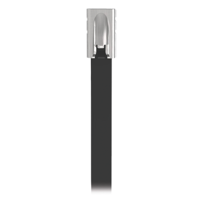 Cincho Pan-Steel™ de Acero Inoxidable 316, de 521mm largo x 4.6mm ancho, Color Negro, Exterior Resistente a Rayos UV, Paquete de 100pz