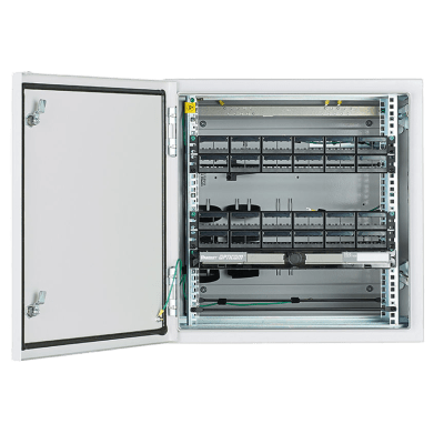 Gabinete Industrial Preconfigurado de Montaje en Pared, Fabricado en Acero Bajo en Carbono, Protección NEMA 4/4X/12 IP66, de 12 UR, Color Gris