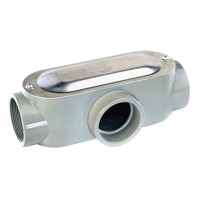 Caja Condulet tipo T de 1/2\" (12.7 mm) Incluye tapa y tornillos.