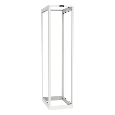 Rack de Cuatro Postes Estándar de 19\", Rieles Roscados #12-24, Profundidad Ajustable de 23 a 42 in, 45 Unidades de Rack, Color Blanco