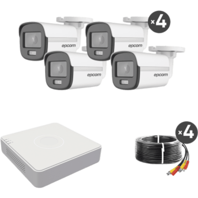 Kit de Videovigilancia TurboHD / 1080p Lite / 4 Cámaras Bala ColorVu / DVR 5 Canales / IR 20 m (65.6 ft) / IP66