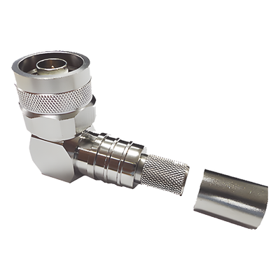 Conector N Macho Angulo Recto, Plegable Hex. con Pin Cautivo para cables Tipo RG8