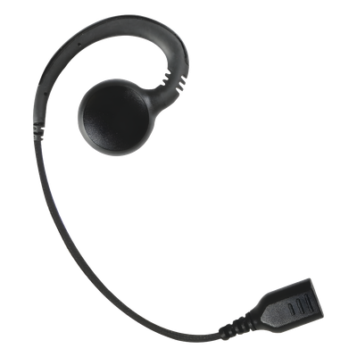 Auricular giratorio con gancho en forma de \"G\" con cable de fibra trenzada y conector SNAP. Requiere micrófono de solapa de 1 o 2 hilos de la Serie SNAP.