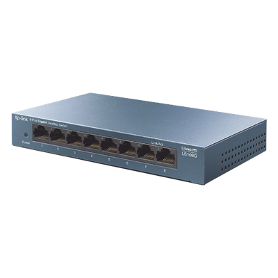 Switch de escritorio Gigabit de 8 puertos 10/100/1000Mbps, carcasa metálica