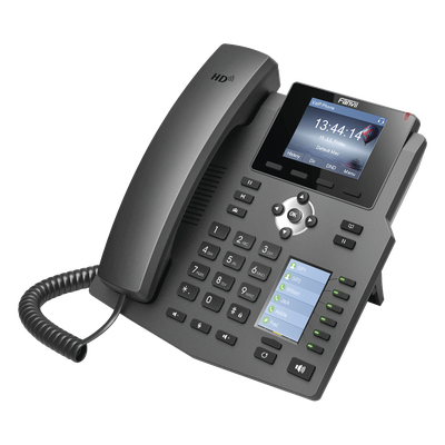 Teléfono IP empresarial para 4 líneas SIP con 2 pantallas LCD, 6 teclas BLF/DSS, conferencia de 3 vías, PoE