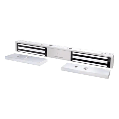Chapa Magnética Doble / 600 lb (272 kg) por Puerta / 12/24 VDC Seleccionable / LED Bicolor / UL / Libre de Magnetismo Residual
