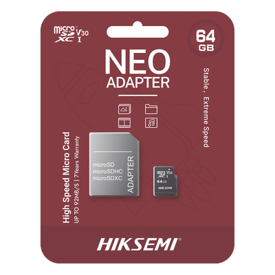 Memoria microSD con Adaptador / 64 GB / Clase 10 / Lectura 92 MB/s / Escritura 30 MB/s / NAND TLC / Resistente a Agua y Golpes
