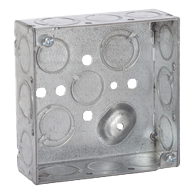 Caja Cuadrada 4 x 4\"/Profundidad 1- 1/2\"/ 10 Entradas de 1/2\" y 6 TKO (1/2\"-3/4\").