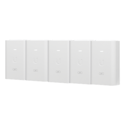 5 Unidades del Adaptador PoE Ubiquiti de 24 VDC, 1.0 A con puerto Gigabit, color blanco