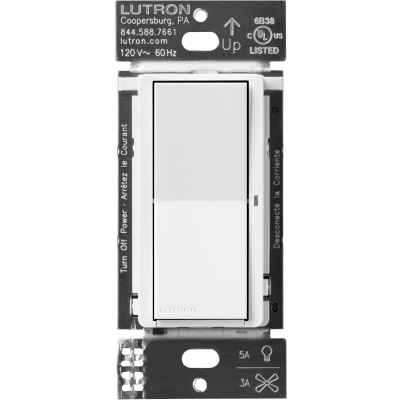 Interruptor de pared inteligente Claro on/off, 120 V con neutro, 5 A en LED y 600 W incandescente, funciona con control Pico y Smart Hub Caseta Wireless, color blanco