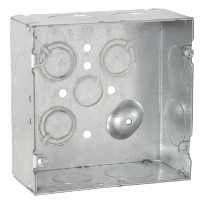 Caja Cuadrada 4 11/16\" x 4 11/16\"/ Profundidad 2- 1/8\"/ 4 Entradas 1\", 4 Entradas 3/4\", 1 Entrada 1/2\" y 3 TKO (1/2\"-3/4\").