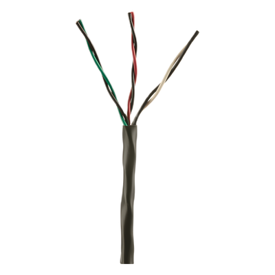 Bobina de Cable de Cobre de 3 Pares Clase 4 Para Sistemas FMPS, 16 AWG, Sin Blindaje, CMR (Riser), Uso Interior/Exterior, Color Negro, Carrete de 609 metros