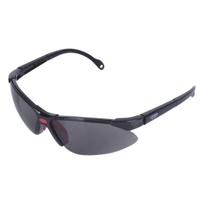 Lentes de seguridad modelo \"Orión\" negro, armazón de plástico.