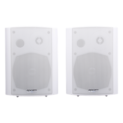 Altavoces Amplificada de Montaje en Pared 5\"+1.5\" | RMS 20W@8ohms y Pasivo 20W | Material ABS | Reja Metálica | Bracket de Metal | Color Blanco