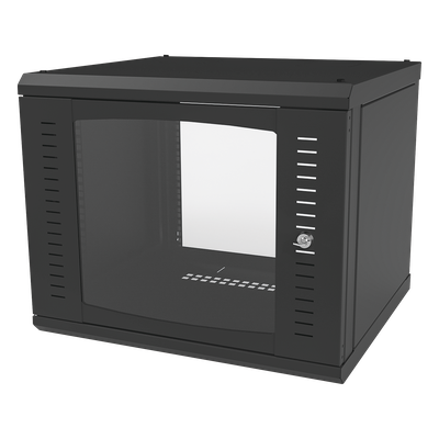 Gabinete para Montaje en Pared Fijo, con 9 Unidades de Rack, de 19in, Puerta de Cristal Templado, Fabricado en Acero
