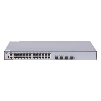 Switch Administrable Capa 3 con 24 puertos Gigabit + 4 SFP+ para fibra 10Gb, gestión gratuita desde la nube.