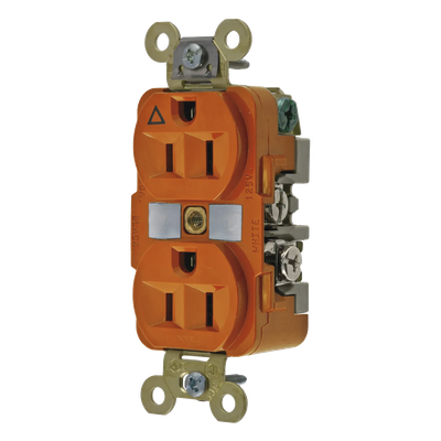 Contacto Dúplex Conexión a Tierra Aislada 15A 125V/ 2 Polos 3 Hilos/ Color Naranja/ Nema 5-15R/ Grado Industrial.