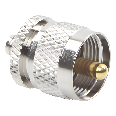 Adaptador en Línea de Conector SMA Hembra a UHF Macho (PL-259), Níquel/ Oro/ Teflón.