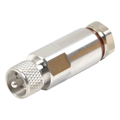 Conector UHF Macho (PL-259) para Cable HELIAX de 1/2\" LDF4-50A, LP-450A, Tipo Rosca, Bronce Blanco/ Plata/ Teflón.